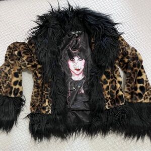 New Leopard Faux Fur with Mongolian trim